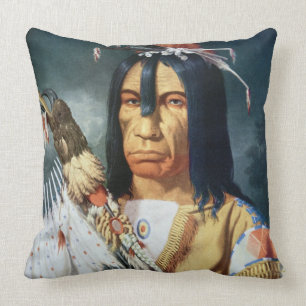 Native American Chief of the Cree people of Canada Throw Pillow