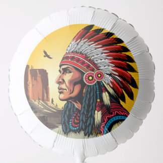 Native American Chief on wild Landscape Sunset Balloon