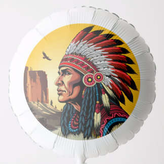 Native American Chief on wild Landscape Sunset Balloon