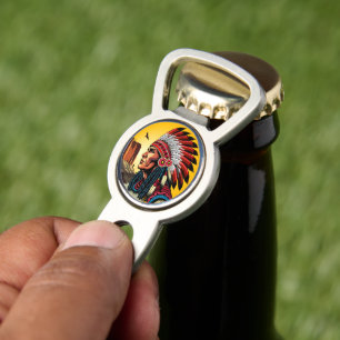 Native American Chief on wild Landscape Sunset Divot Tool