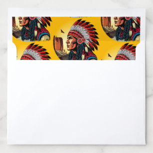 Native American Chief on wild Landscape Sunset Envelope Liner