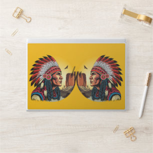 Native American Chief on wild Landscape Sunset HP Laptop Skin