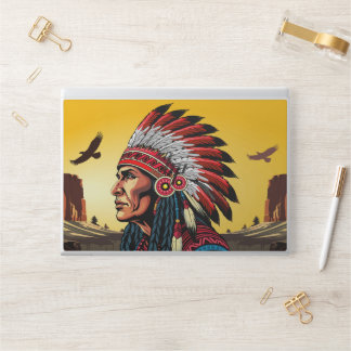 Native American Chief on wild Landscape Sunset HP Laptop Skin