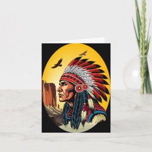 Native American Chief on wild Landscape Sunset Invitation