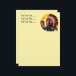 Native American Chief on wild Landscape Sunset Letterhead<br><div class="desc">Native American Chief Portrait looking far away in a wild desert Landscape on Sunset Background,  Original Vector Illustration Copyright BluedarkArt TheChameleonArt</div>