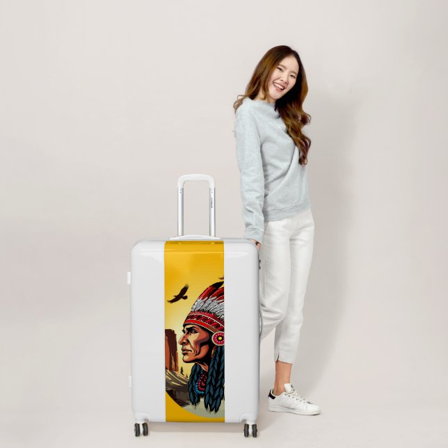 Native American Chief on wild Landscape Sunset Luggage (Scale)