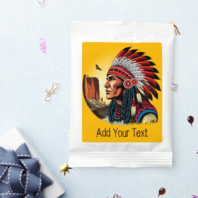Native American Chief on wild Landscape Sunset Margarita Drink Mix (Packets)
