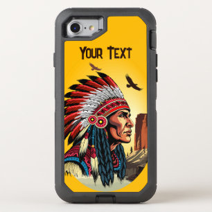 Native American Chief on wild Landscape Sunset OtterBox Defender iPhone SE/8/7 Case