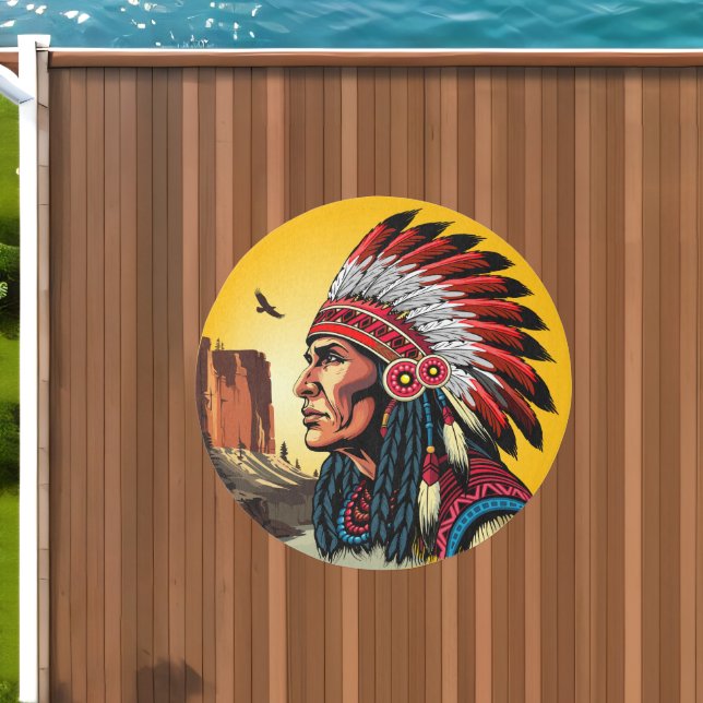 Native American Chief on wild Landscape Sunset Outdoor Rug (Insitu (Outdoor 1))
