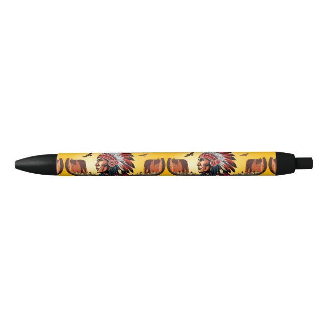 Native American Chief on wild Landscape Sunset Pen (Front)
