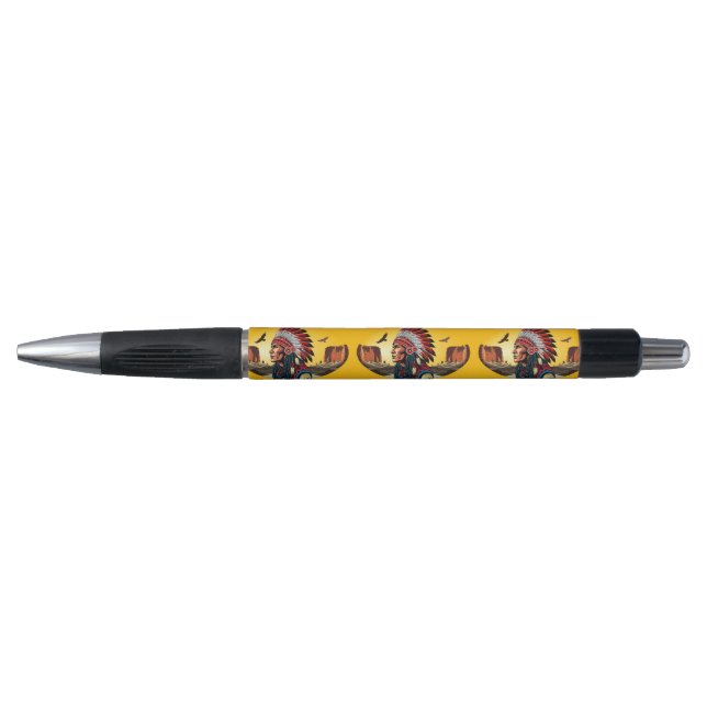 Native American Chief on wild Landscape Sunset Pen (Front)