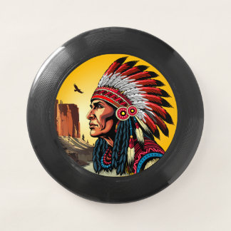 Native American Chief on wild Landscape Sunset Wham-O Frisbee