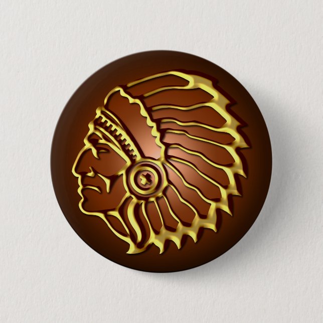 NATIVE AMERICAN CHIEF PINBACK BUTTON (Front)