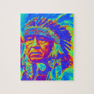 Native American Chief Pop Art Jigsaw Puzzle
