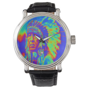 Native American Chief Pop Art Watch