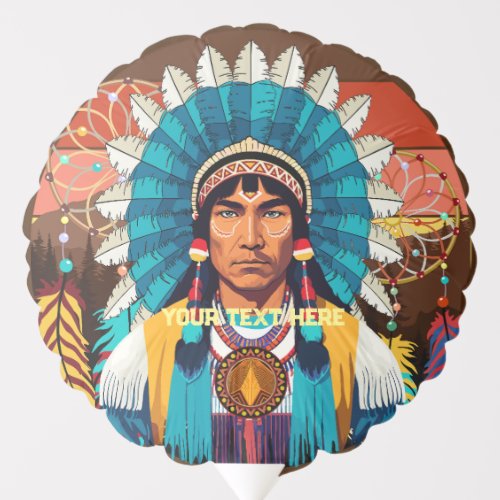 Native American Chief Powerful Portrait Balloon