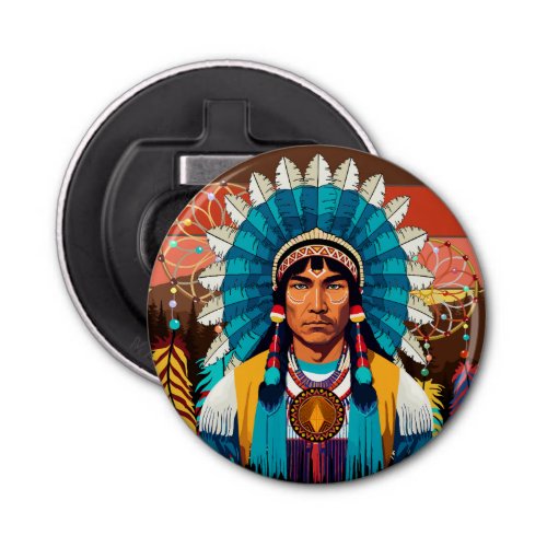Native American Chief Powerful Portrait Bottle Opener