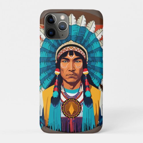 Native American Chief Powerful Portrait iPhone 11 Pro Case