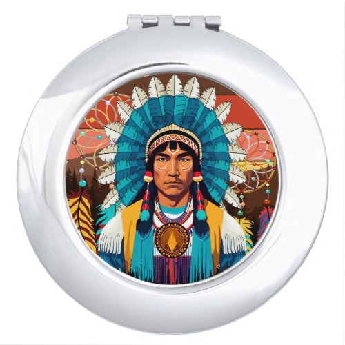 Native American Chief Powerful Portrait Compact Mirror