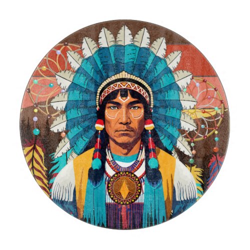 Native American Chief Powerful Portrait Cutting Board