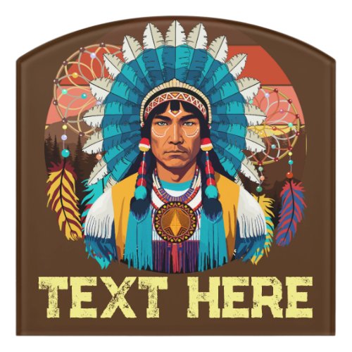 Native American Chief Powerful Portrait Door Sign