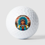 Native American Chief Powerful Portrait Golf Balls at Zazzle