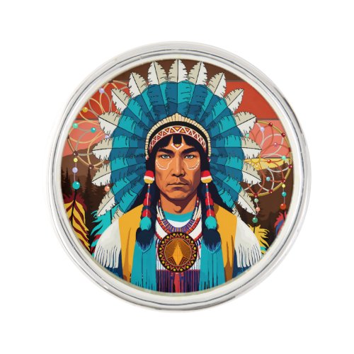 Native American Chief Powerful Portrait Lapel Pin