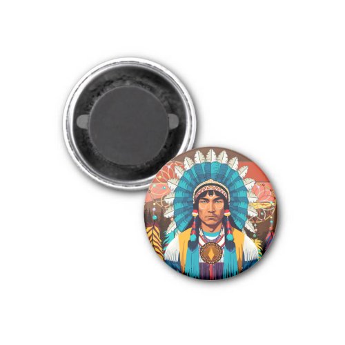 Native American Chief Powerful Portrait Magnet