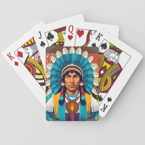 Native American Chief Powerful Portrait Poker Cards