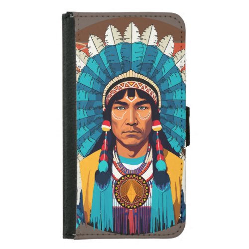 Native American Chief Powerful Portrait Samsung Galaxy S5 Wallet Case