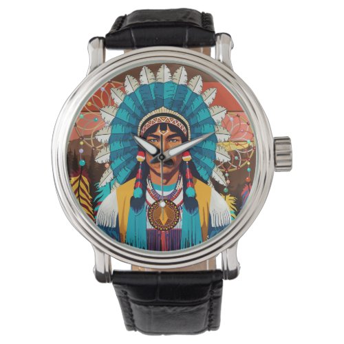Native American Chief Powerful Portrait Watch