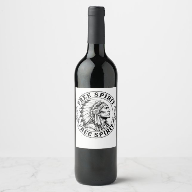 Native American chief  Wine Label (Front)