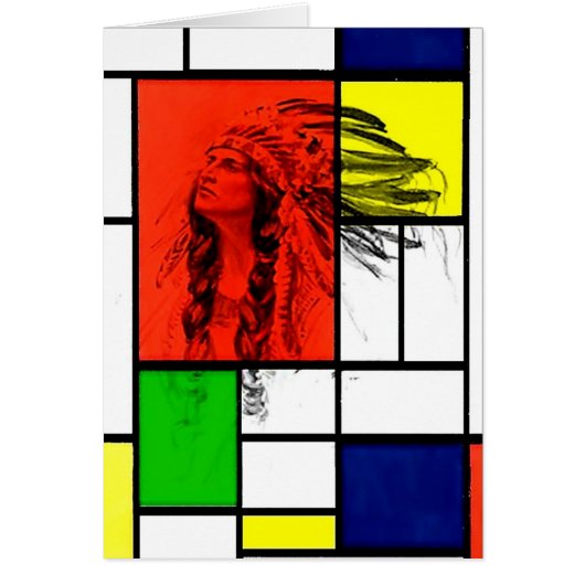 Native American Chief with Stained Glass Window Cards (Front)