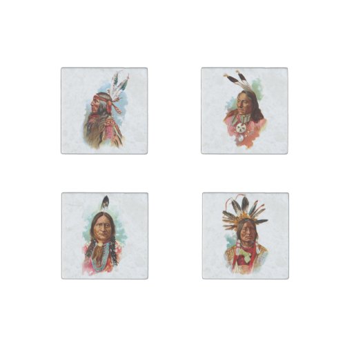 Native American Chiefs Stone Magnet