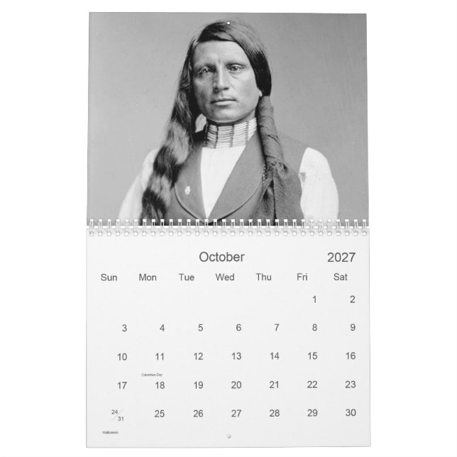 Native American Chiefs Warriors  Calendar (Oct 2027)