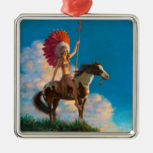 Native American: Chieftess, American Indian  Metal Ornament