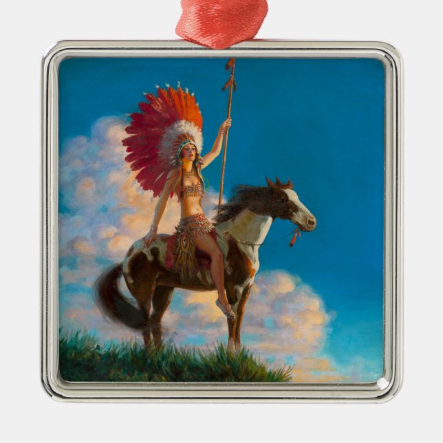Native American: Chieftess, American Indian  Metal Ornament (Front)