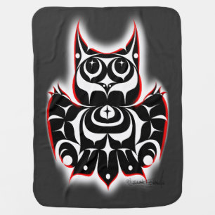 Native American Coast Salish Style Horned Owl  Baby Blanket