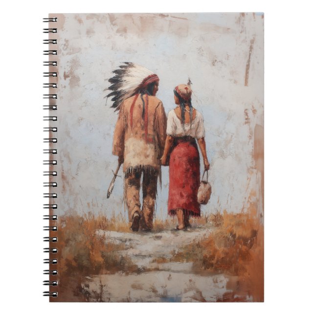 Native American Couple Spiral Notebook (Front)
