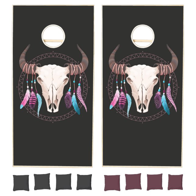 Native American Cow Skull Cornhole Set (Set)