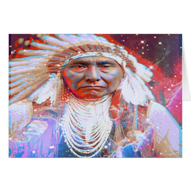 Native American  Crazy Horse Birthday Card (Front Horizontal)