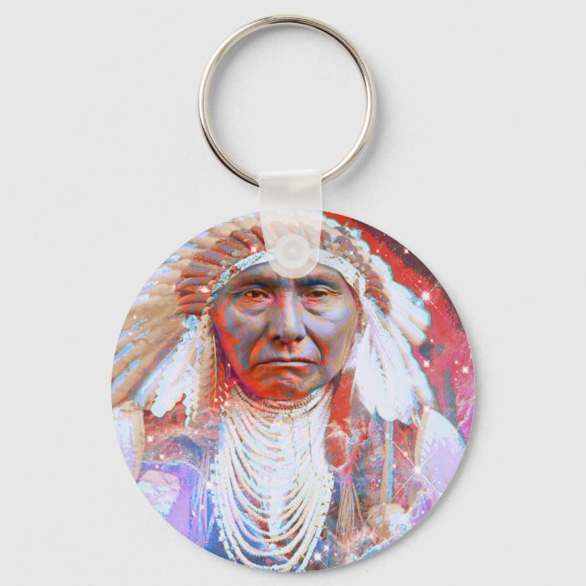 Native American  Crazy Horse Keychain (Front)