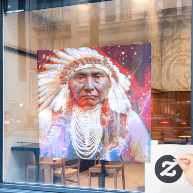 Native American  Crazy Horse  Window Cling (Cafe Window)