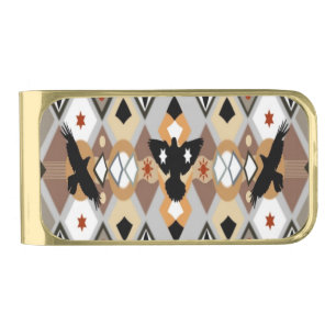 Native American Crow Gold Finish Money Clip