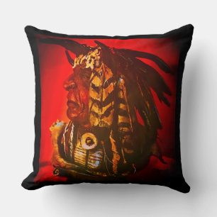 Native American "Crow medicine man" Throw Pillow