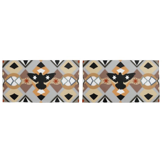 Native American Crow Pillow Case (Front-Set)