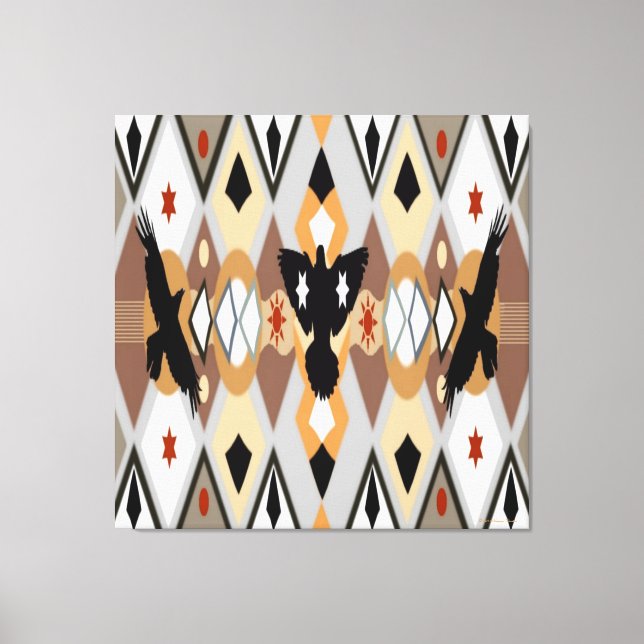 Native American Crow Stretched Canvas Print (Front)