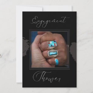 Native American Custom Photo Black Engagement Invitation