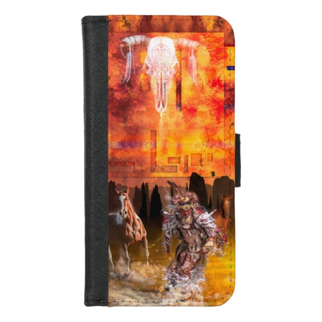 Native American Dancer ROLLING THUNDER iPhone Wallet Case (Front)