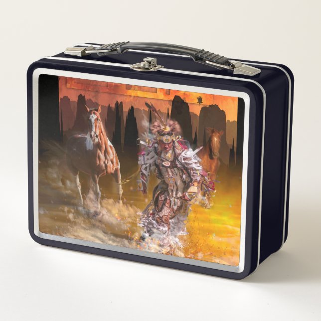 Native American Dancer ROLLING THUNDER Metal Lunch Box (Front)